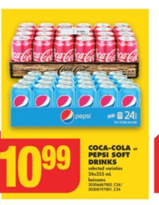 No Frills Coca-cola or pepsi soft drinks, 24x355 ml offer