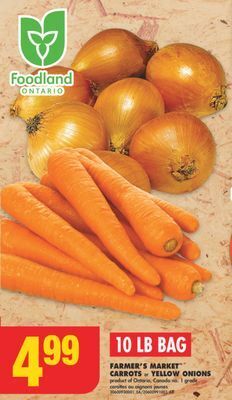 No Frills Farmer's market carrots or yellow onions, 10 lb bag offer