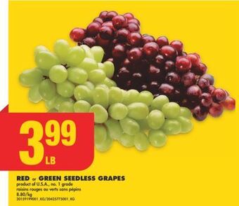 No Frills Red or green seedless grapes offer