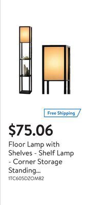 Walmart Floor lamp with shelves - shelf lamp - corner storage standing bookshelf lamp - bedroom light with wooden storage shelves and offer
