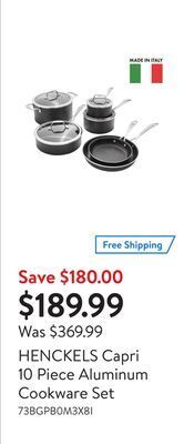 Walmart Henckels capri 10 piece aluminum cookware set offer