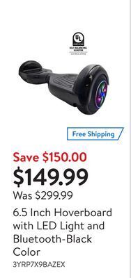 Walmart 6.5 inch hoverboard with led light and bluetooth-black color offer