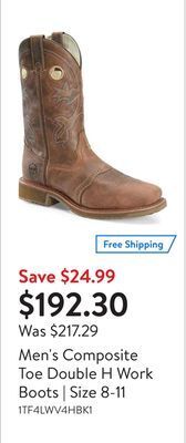 Walmart Men's composite toe double h work boots | size 8-11 offer