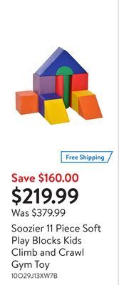 Walmart Soozier 11 piece soft play blocks kids climb and crawl gym toy offer