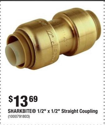 Home Depot Sharkbite 1/2 x 1/2 straight coupling offer