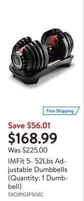 Walmart Imfit 5- 52lbs adjustable dumbbells (quantity: 1 dumbbell) offer