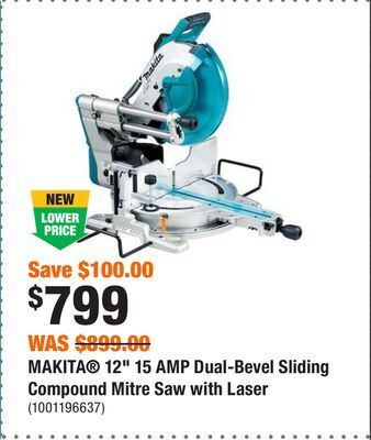 Home Depot Makita 12 15 amp dual-bevel sliding compound mitre saw with laser offer