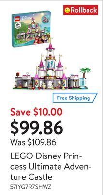 Walmart Lego disney princess ultimate adventure castle offer