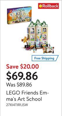 Walmart Lego friends emma's art school offer