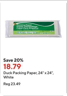 Staples Duck packing paper, 24 x 24, white offer