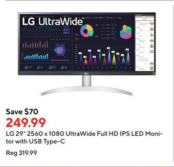 Staples Lg 29 2560 x 1080 ultrawide full hd ips led monitor with usb type-c offer
