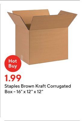 Staples Staples brown kraft corrugated box - 16 x 12 x 12 offer
