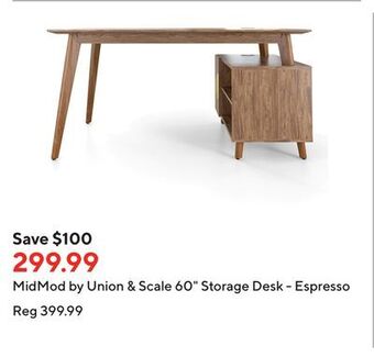 Staples Midmod by union & scale 60 storage desk - espresso offer