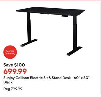 Staples Sunjoy collison electric sit & stand desk - 60 x 30 - black offer