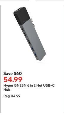 Staples Hyper gn28n 6 in 2 net usb-c hub offer