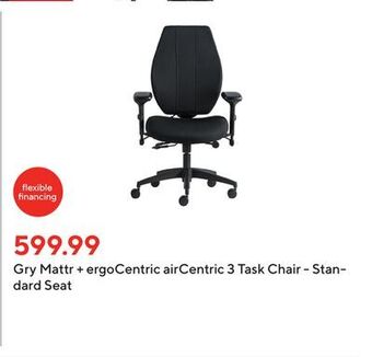 Staples Gry mattr + ergocentric aircentric 3 task chair - standard seat offer