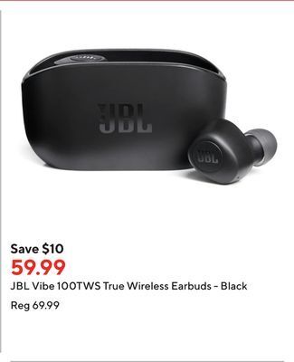 Staples Jbl vibe 100tws true wireless earbuds - black offer