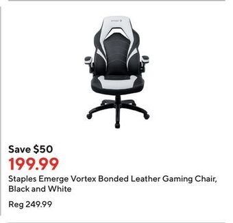 Staples Staples emerge vortex bonded leather gaming chair, black and white offer