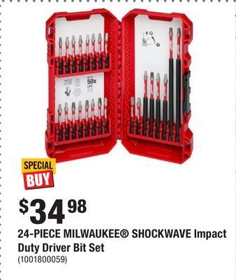 Home Depot 24-piece milwaukee shockwave impact duty driver bit set offer