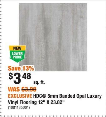 Home Depot Exclusive hdc 5mm banded opal luxury vinyl flooring 12 x 23.82 offer