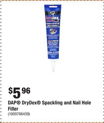 Home Depot Dap drydex spackling and nail hole filler offer