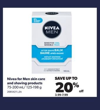 Real Canadian Superstore Nivea for men skin care and shaving products, 75-200 ml/ 125-198 g offer