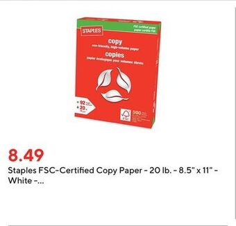 Staples Staples fsc-certified copy paper - 20 lb. - 8.5 x 11 - white - 500 sheets offer