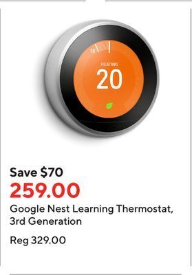 Staples Google nest learning thermostat, 3rd generation offer