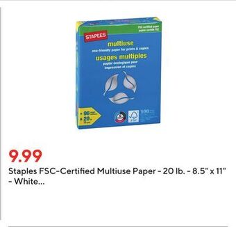 Staples Staples fsc-certified multiuse paper - 20 lb. - 8.5 x 11 - white - 500 sheets offer