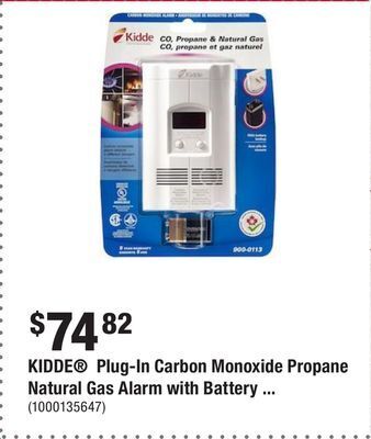 Home Depot Kidde plug-in carbon monoxide propane natural gas alarm with battery back-up offer