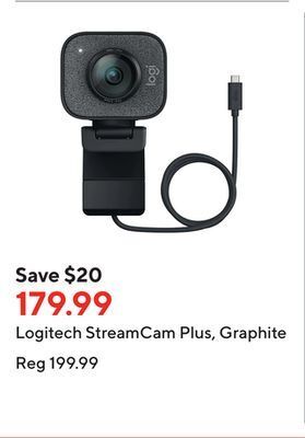 Staples Logitech streamcam plus, graphite offer