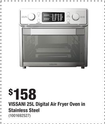 Home Depot Vissani 25l digital air fryer oven in stainless steel offer