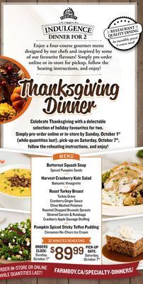 Farm Boy Thanksgiving dinner offer