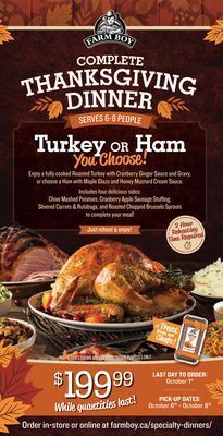 Farm Boy Complete thanksgiving dinner offer