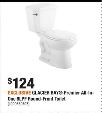 Home Depot Exclusive glacier bay premier all-in-one 6lpf round-front toilet offer