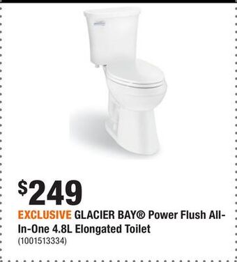 Home Depot Exclusive glacier bay power flush all-in-one 4.8l elongated toilet offer