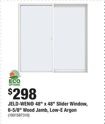 Home Depot Jeld-wen 48 x 48 slider window, 6-5/8 wood jamb, low-e argon offer