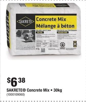 Home Depot Sakrete concrete mix • 30kg offer