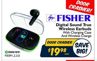 Big Daddy Closeouts Fisher digital sound true wireless earbuds with charging case and wireless charge offer