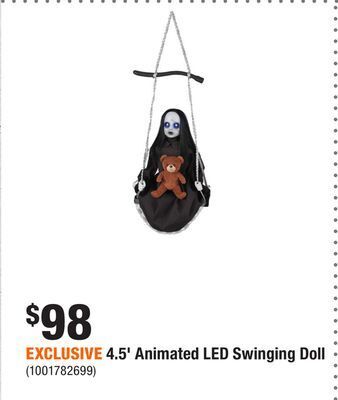 Home Depot Exclusive 4.5' animated led swinging doll offer