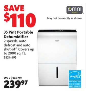 Home Hardware 35 pint portable dehumidifier offer