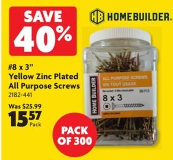 Home Hardware 8 x 3 yellow zinc plated all purpose screws offer