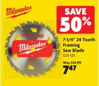 Home Hardware 7-1/4 24 tooth framing saw blade offer