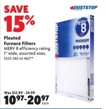 Home Hardware Pleated furnace filters offer