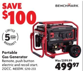 Home Hardware Portable gas generator offer