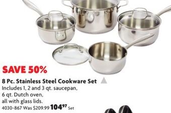 Home Hardware 8 pc. stainless steel cookware set offer