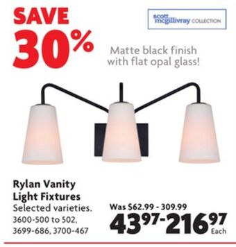 Home Hardware Rylan vanity light fixtures offer