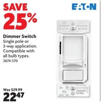 Home Hardware Dimmer switch offer