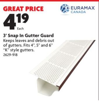 Home Hardware 3' snap in gutter guard offer