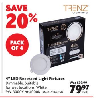 Home Hardware 4 led recessed light fixtures offer